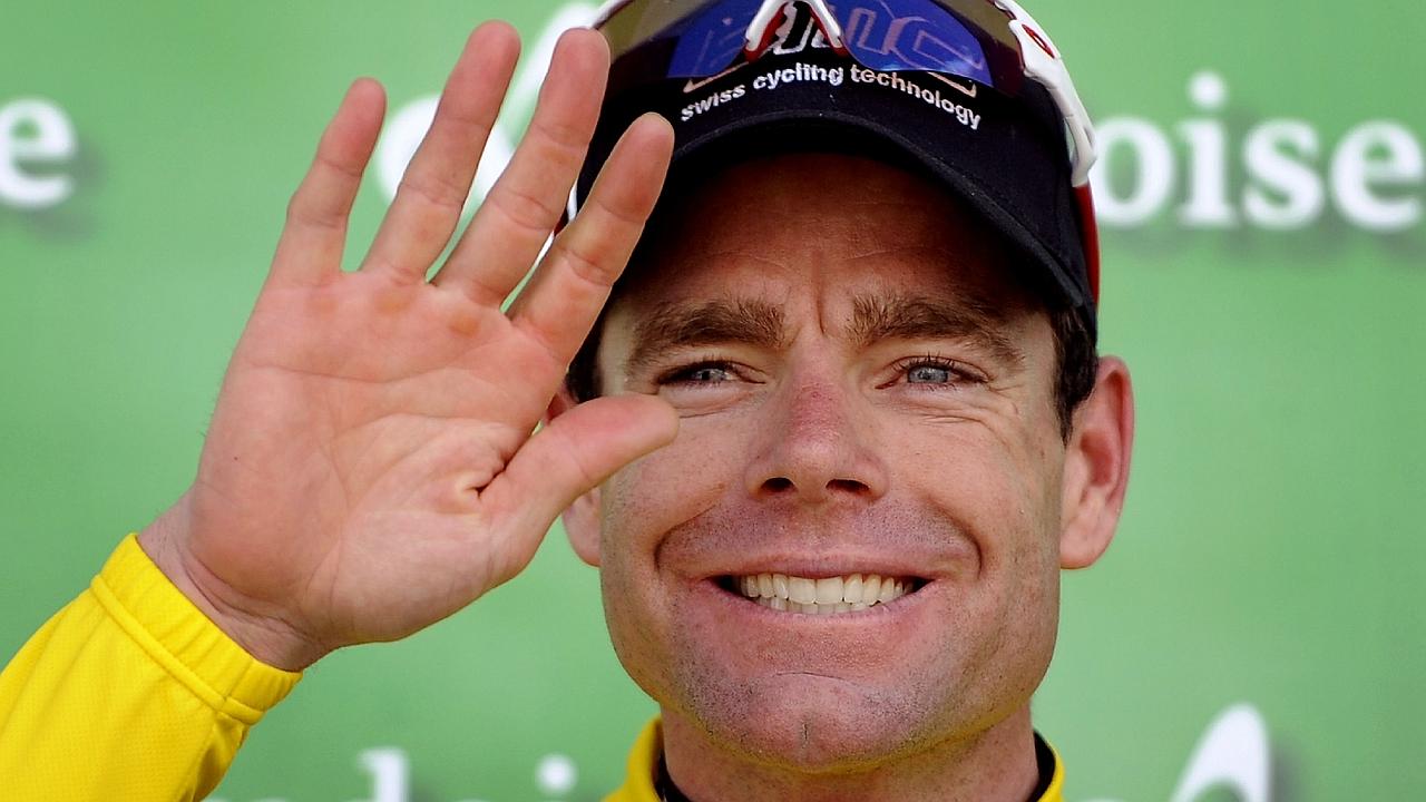  01/05/2011 WIRE: Australia's Cadel Evans celebrates on the podium after winning the Tour de Romandie, a six-day race over 16...