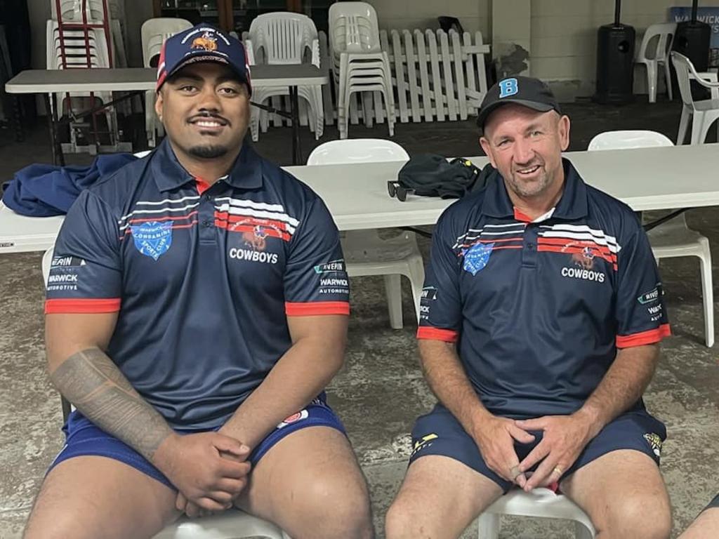 Cowboys coach Colin Speed with new signings Tui Oloapu and Nicolas Donghi (Photo: Warwick Cowboys)