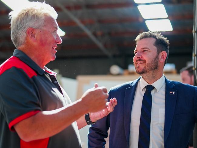 Business owner Ken Saville with Minister Felix Ellis at Invermay on Tuesday, February 25, 2025.