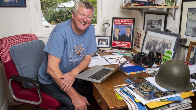 Former Seven Network journalist Patrick Condren at his home in Brisbane. Condren is running for the office of lord mayor. Picture: Glenn Hunt