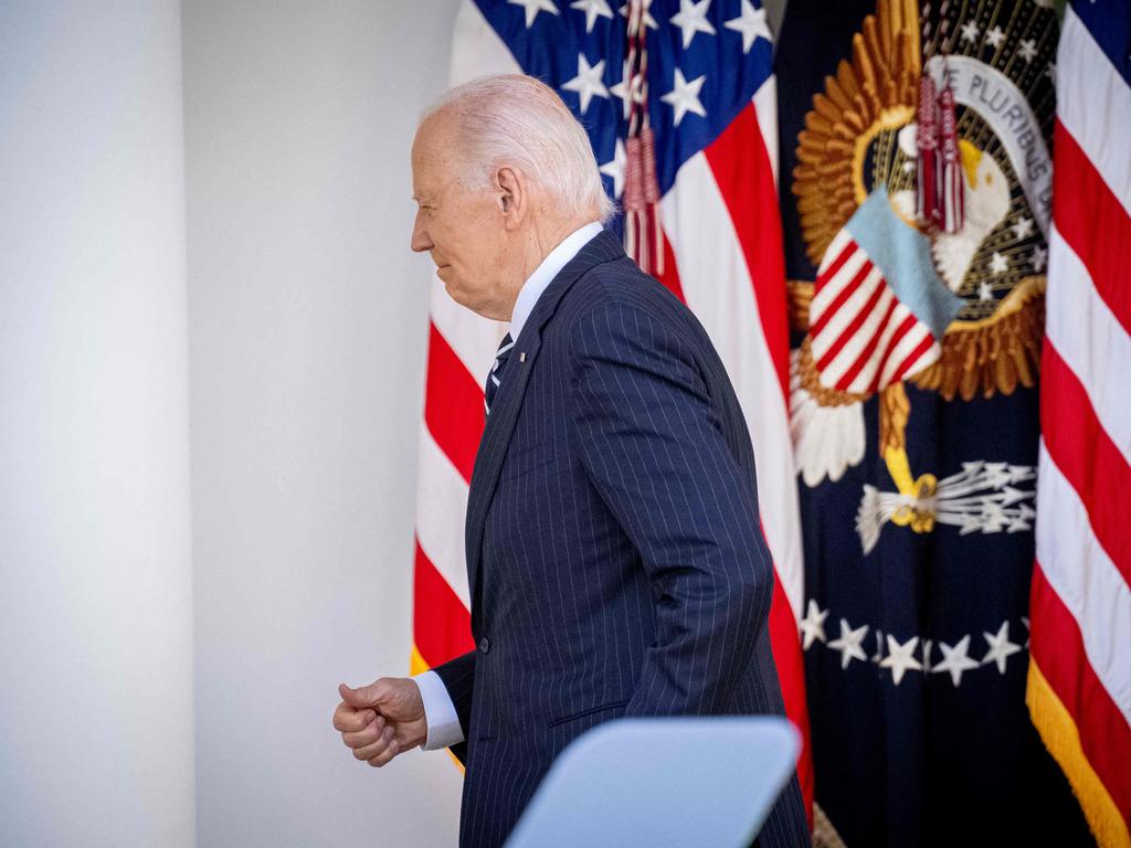 Mr Biden departs after speaking about the results of the 2024 election. He pledged to work with the Trump team to ensure a smooth transition and invited the former President for an Oval Office meeting. Picture: Getty Images via AFP