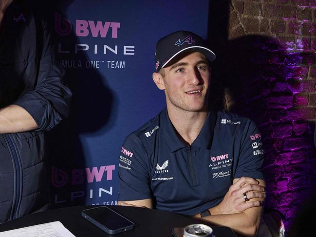 Alpine's Australian driver Jack Doohan talks to members of the media during the BWT Alpine F1 Team's 2025 season launch, in London on February 18, 2025. (Photo by BENJAMIN CREMEL / AFP)