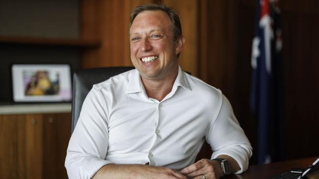 New Queensland Premier Steven Miles moves into his new office. Picture: Glenn Hunt/The Australian