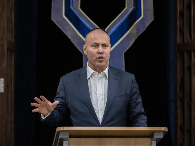 Josh Frydenberg at a Passover Service at the Ark Centre Synagogue in Kooyong on Friday. Picture: Jason Edward