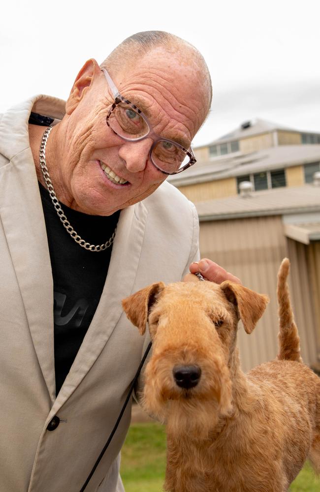 Groomed and ready to compete, Carmen, a Lakeland Terrier and her owner Ian Hinde. Heritage Bank Toowoomba Royal Show.Saturday April 20th, 2024 Picture: Bev Lacey