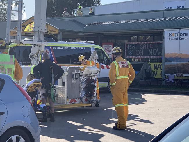 A man has been injured after he fell from a ladder in Dandenong South.