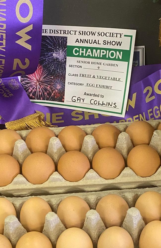 Gay Collins took home Grand Champion for her egg display on day two of the Gympie show.