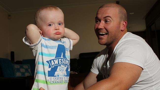 Wayde Kelly and son Kyden at 10 months old. Photo: Scott Fletcher