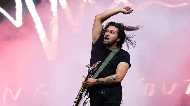 Dave Le'aupepe of Gang Of Youths performs during Splendour in the Grass in Byron Bay.