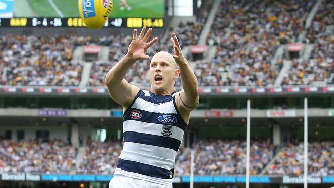 Gary Ablett takes a mark against Hawthorn. Picture: Michael Klein.