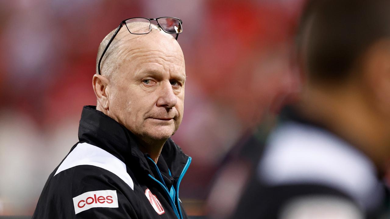 Ken Hinkley was at the centre of the drama. (Photo by Michael Willson/AFL Photos via Getty Images)