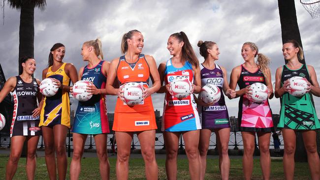 Netball captains at the launch of the new Super Netball series which starts this weekend. Pic: Phil Hilyard.