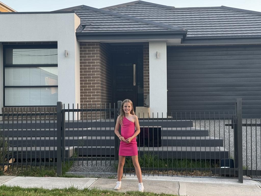 Ruby McLellan, dubbed Australia's youngest property investor, is pictured outside the house she and her siblings bought with their parents’ help in outer Melbourne. Picture: supplied