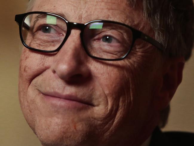 Philanthropist Bill Gates listens during an interview on Tuesday, Jan. 21, 2014, in New York. Gates pitched an optimistic future for the world's poor and sick his annual letter, arguing passionately against three myths he said hurt efforts to bring people out of poverty, save lives and improve living conditions. (AP Photo/Bebeto Matthews)