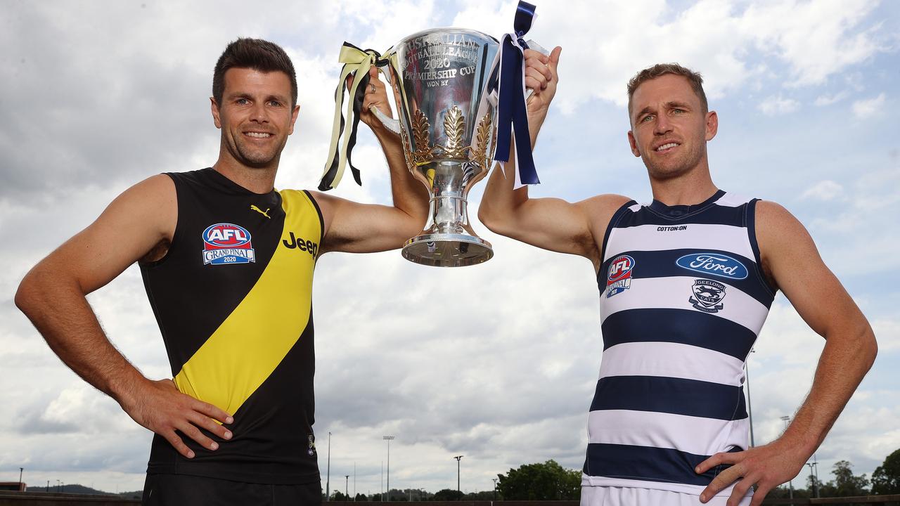 Trent Cotchin and Joel Selwood will join forces in Channel 7’s new venture. Picture: Michael Klein