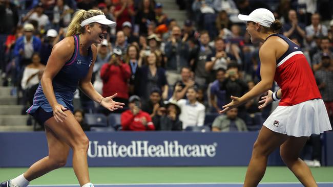 Barty has teamed up with close friend Coco Vandeweghe on tour. Picture: Matthew Stockman/Getty Images