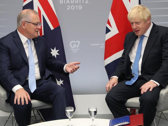 Prime Minister Scott Morrison and UK leader Boris Johnson. Picture: Adam Taylor/PMO