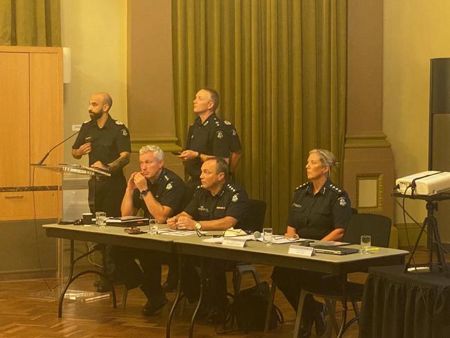 Victoria Police fend questions from Stonnington residents after a wave of crime in the area. Picture: Euan Kennedy.