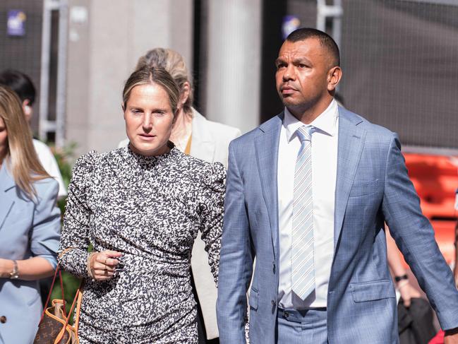 SYDNEY, AUSTRALIA - NewsWire Photos, FEBRUARY, 02, 2024 :  Kurtley Beale and wife Maddi arrive  at the Downing Centre District Court in Sydney Picture: NCA NewsWire / Flavio Brancaleone