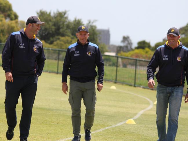 Frankston Peninsula president Cameron Wallace (left), assistant coach Peter Buchanan (centre) and board member Craig Symons.