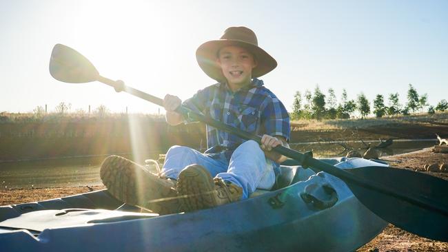 Lewis Walter, of Strathkellar, in the middle of his family farm’s dry dam. Picture: Rachel Simmonds