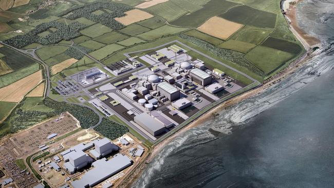 An EDF Energy image of a computer generated image of the French energy producer's proposed two nuclear reactors at Hinkely Point power plant. Picture: AFP / EDF Energy