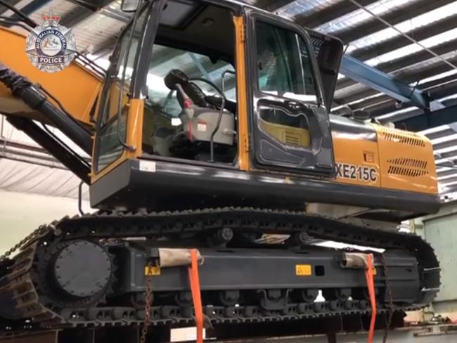 The digger where police allegedly found the meth.