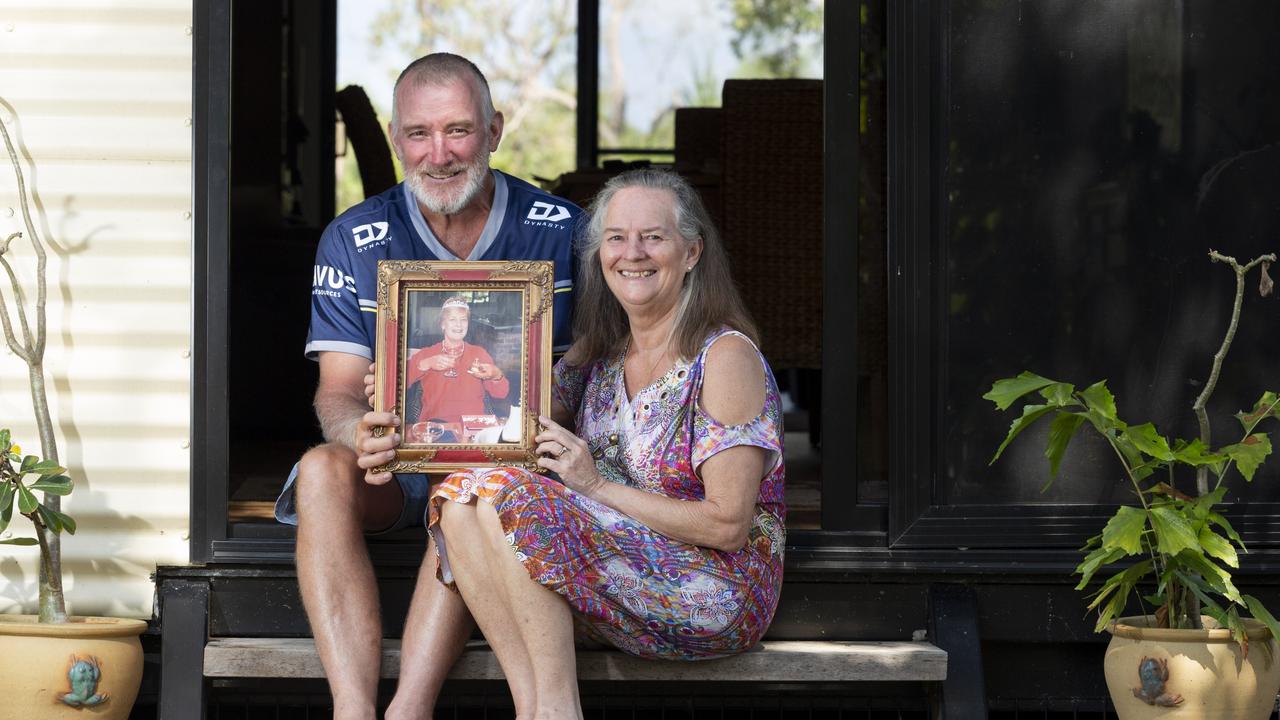 Sharon Cramp-Oliver and partner Spud Thomas have shared the story of her Mum, Liz, who took her own life in 2017 without access to euthanasia. Picture: Floss Adams