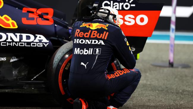 Max Verstappen takes a moment after the race to let it all sink in.