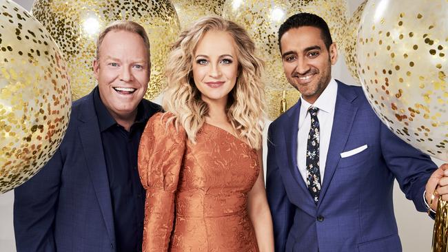 Peter Helliar, Carrie Bickmore and Waleed Aly for The Project. Picture" Supplied