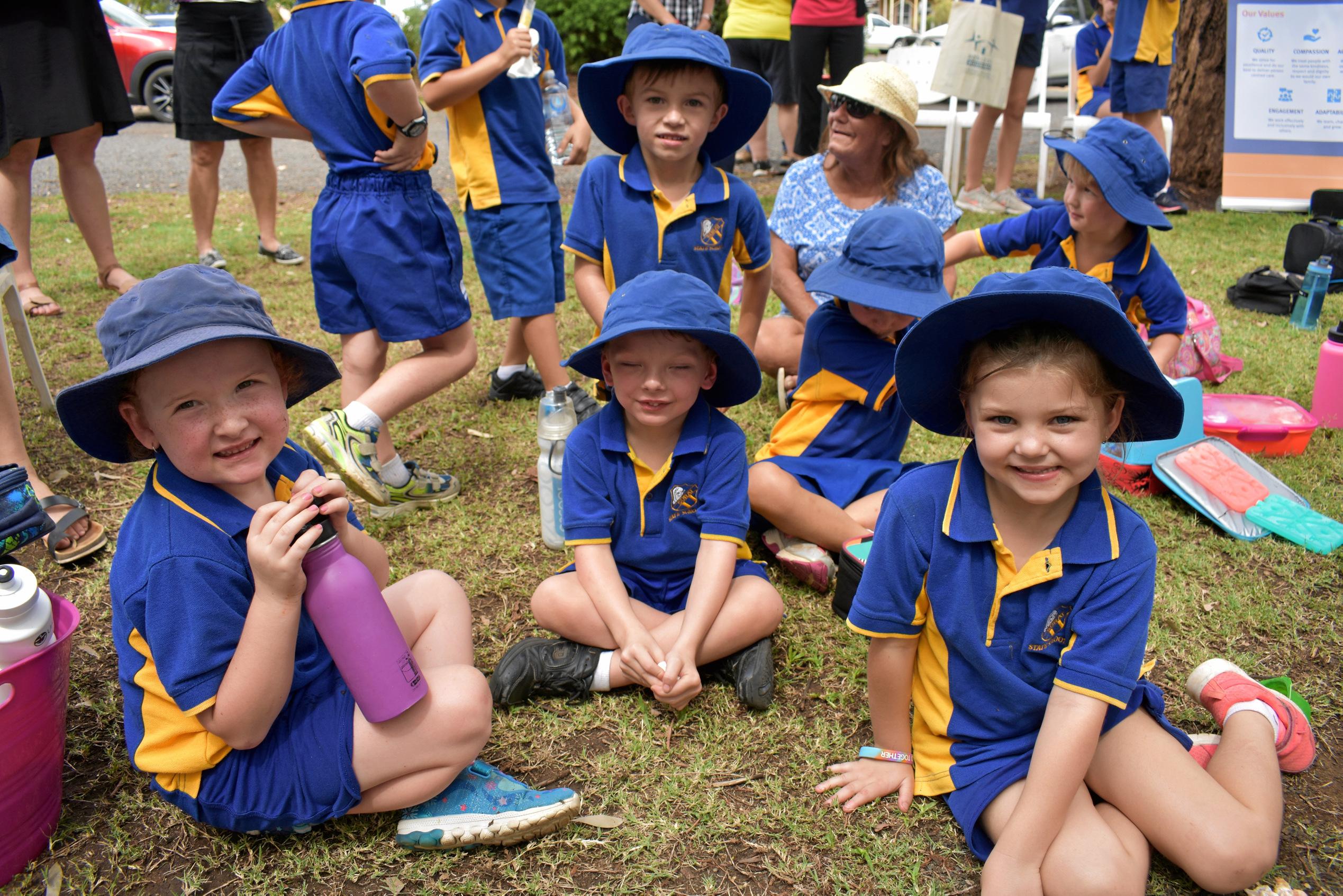 Claire, Hudson, Levi and Ellie from the Surat State School prep class. Picture: Jorja McDonnell