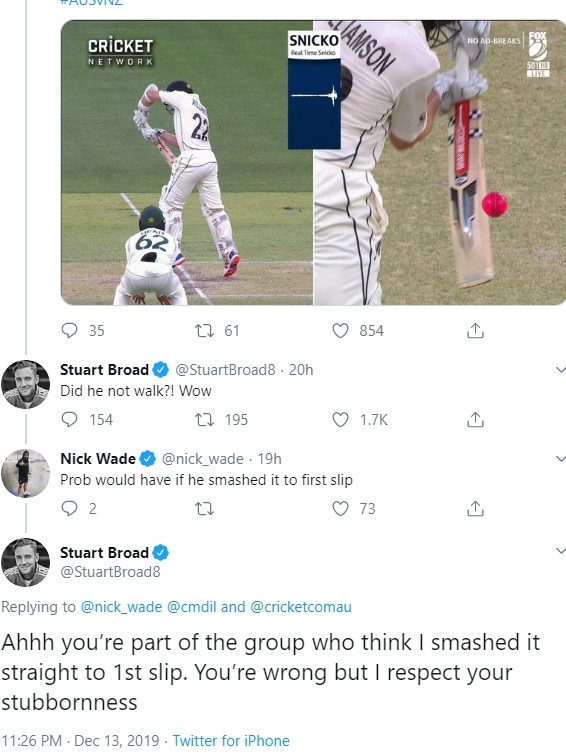 Stuart Broad’s full text exchange with an Australian cricket fan.