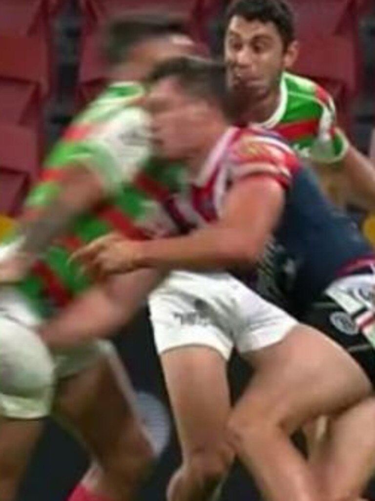 Latrell Mitchell is in hot water over this ugly shot on Joey Manu.