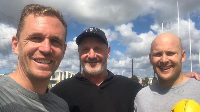 Gary Ablett Sr, centre, with son Gary Jr, right, and Joel Selwood Picture: Instagram