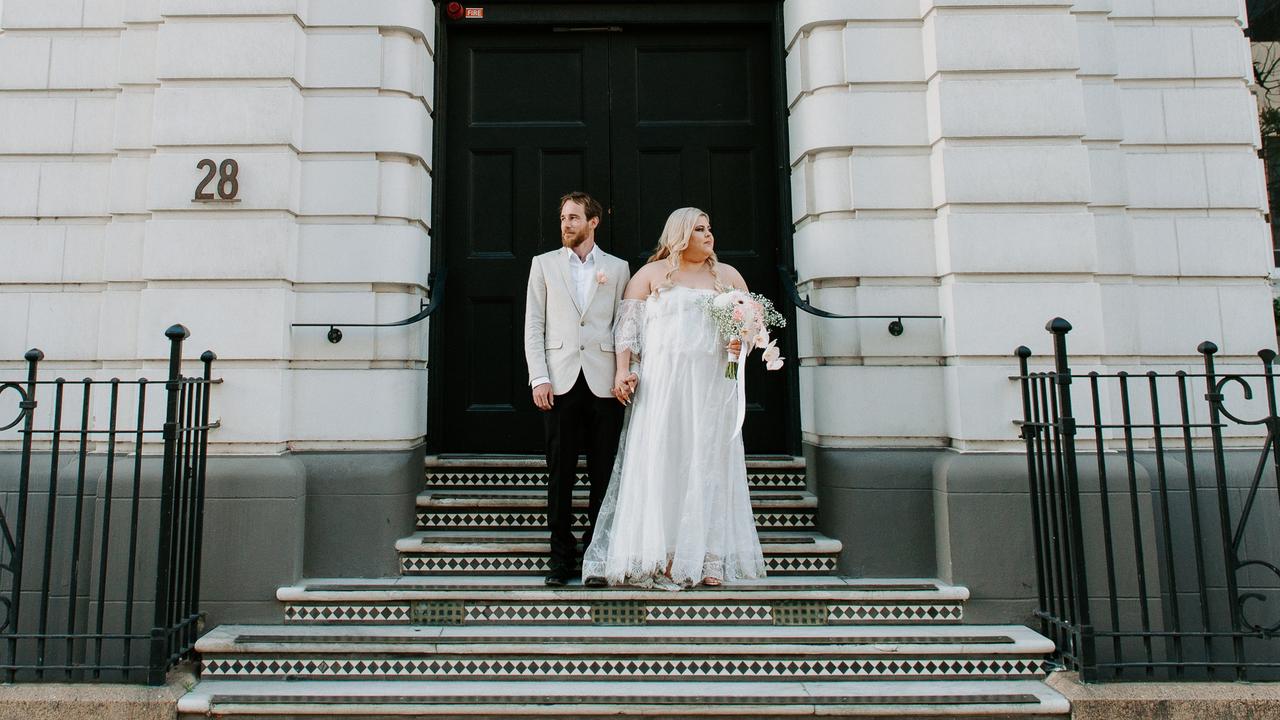 Alana Thompson and Troy Iveson had wedding photos taken at different locations in the city. Picture: Ashlee Joppich Photography