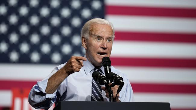 Joe Biden rallies the faithful at Richard Montgomery High School in Rockville, Maryland. on Thursday. Picture: AFP