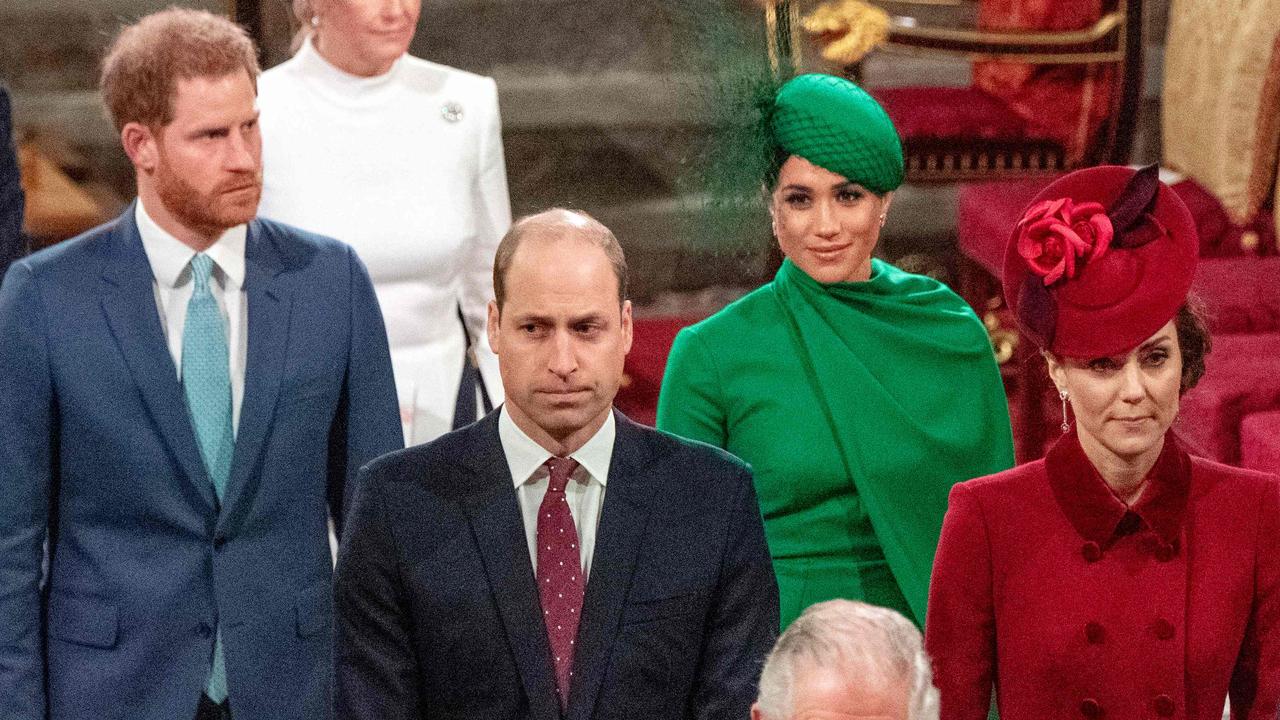 Meghan was a tragic captive of a thing called protocol as she and Harry were actually forced to walk behind Prince William and his wife Kate. Picture: AFP