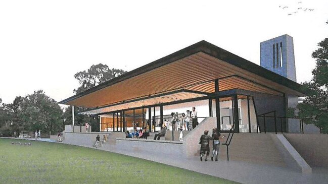 Architectural render of the planned rebuild of the Kensington Cricket Club and Burnside Rugby Club rooms. Picture: Supplied