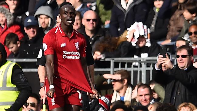 Sadio Mane celebrates his goal. Picture: Glyn KIRK / AFP