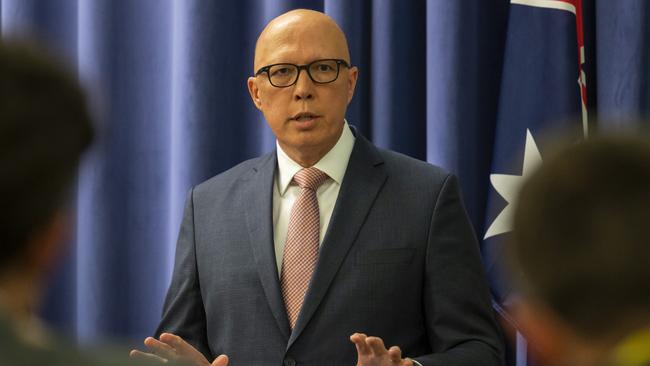 Opposition leader Peter Dutton and his team are expected to finalise a position on the referendum machinery bill just before the Senate votes on it. Picture: NCA NewsWire / Martin Ollman