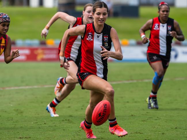 The former Saints premiership captain Akayla Peterson won the best on ground in the 2020 Cairns AFLW grand final. Picture: Emily Barker.