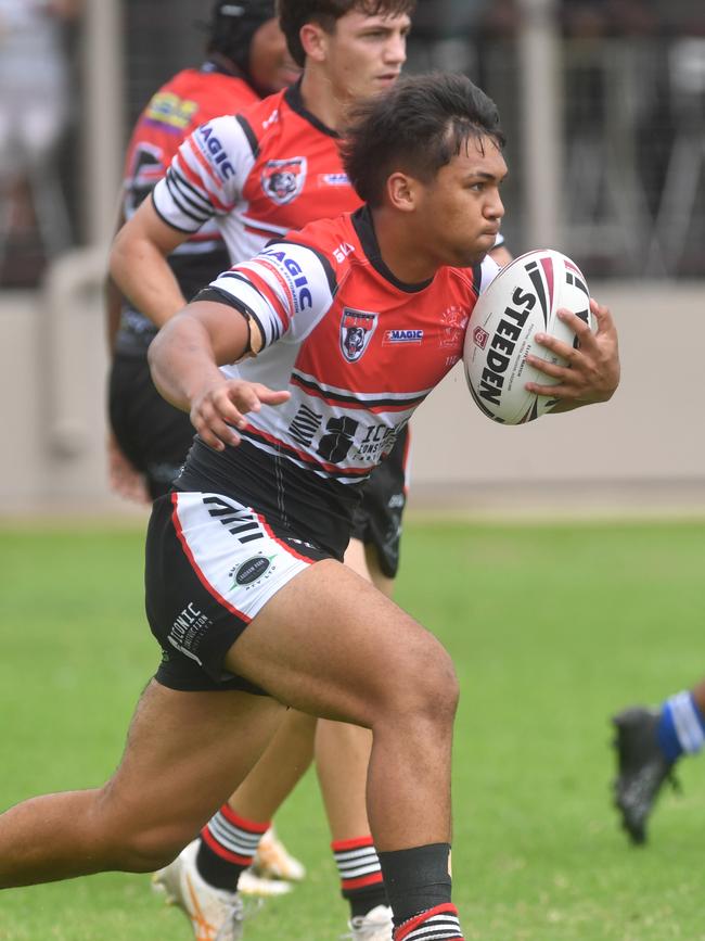 Kirwan High against Ignatius Park College in the Northern Schoolboys Under-18s trials at Brothers Rugby League Club in Townsville. Taakoi Benioni. Picture: Evan Morgan