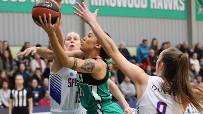 Megan Mullings carried the load for the Hawks against Nunawading on Sunday. (Picture: Kath Miles)