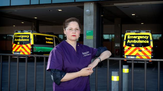 Australian Nursing and Midwifery Federation state secretary Elizabeth Dabars at the Royal Adelaide Hospital. Picture: Dylan Coker.