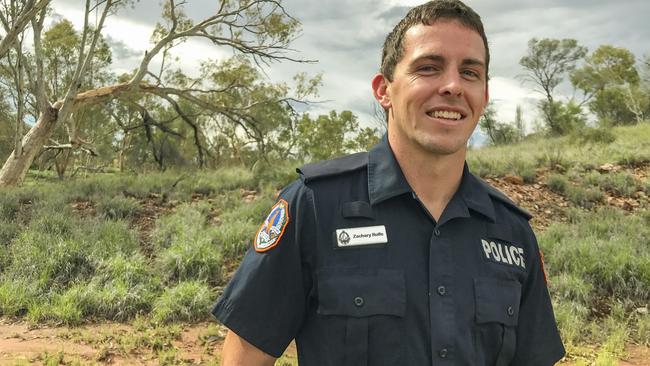 Zachary Rolfe, photographed by the local paper after he rescued two tourists from a raging river just a week into his police career. Picture: Grenville Turner