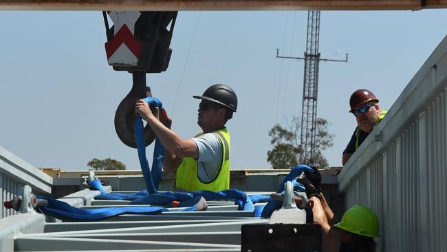 Launch boom for rockets craned in at Arnhem Space Centre