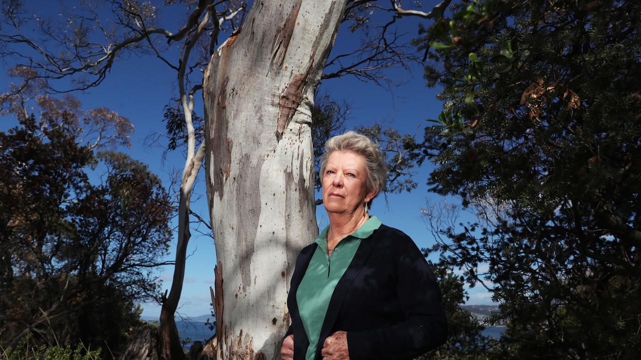 Jean Gray of Howrah Bellerive Coast Care group and local resident. Native trees have been poisoned along Alexandra Parade on the Clarence Foreshore Trail. Picture: Nikki Davis-Jones