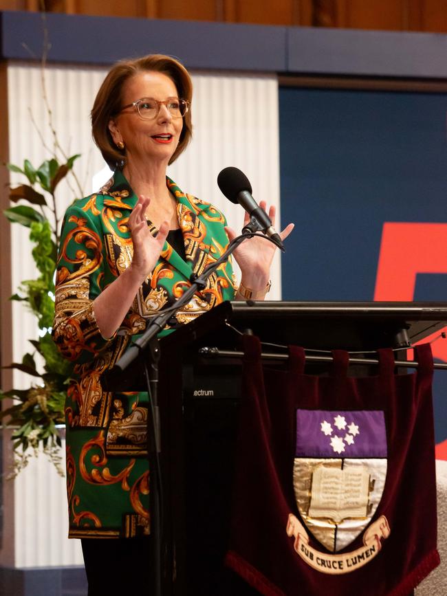 Julia Gillard gives a public lecture at the University of Adelaide. Picture: Jo-Anna Robinson