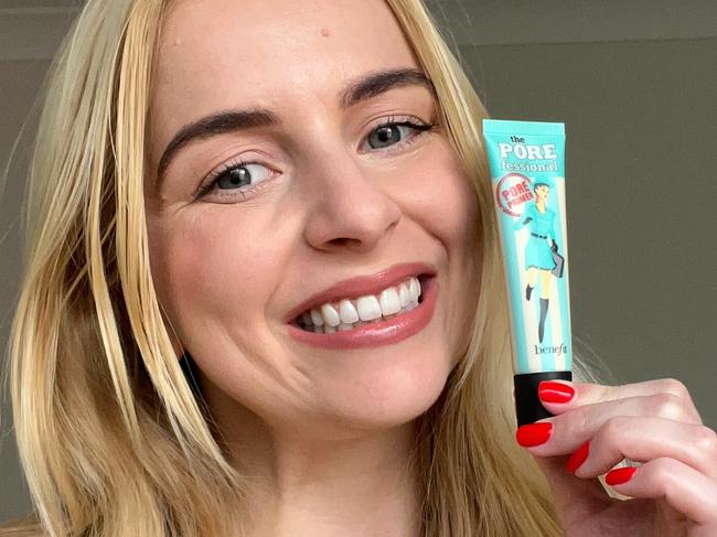 As a shiny-faced gal, this is the only product that keeps my makeup in place all day. Picture: news.com.au/Hannah Paine