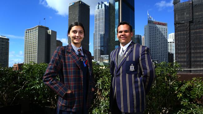 AIEF scholars Nikita Kearney, left, and Bailey Widders were among 90 high-school graduates this year. Picture: Britta Campion